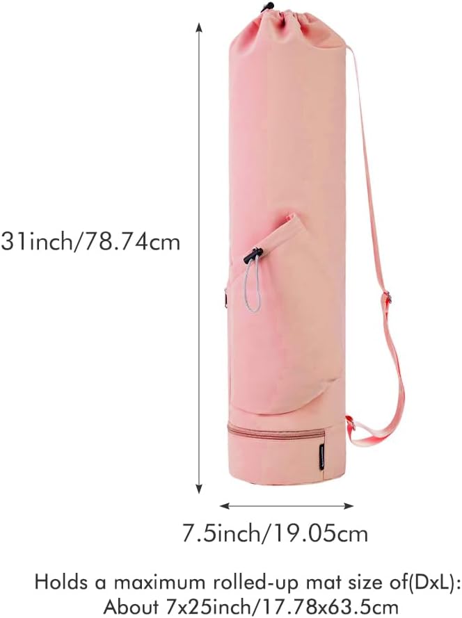 PUXING Yoga Mat Bag Yoga Mat Carrier Bag with Water Bottle Pocket and Bottom Wet Pocket Waterproof Yoga Mat Carry Bag Multi-Functional Storage Bag for Women Men - Image 1